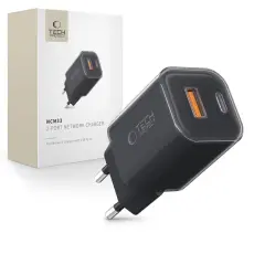 Tech-Protect 33W V&auml;ggladdare PD QC USB-C / USB-A Svart