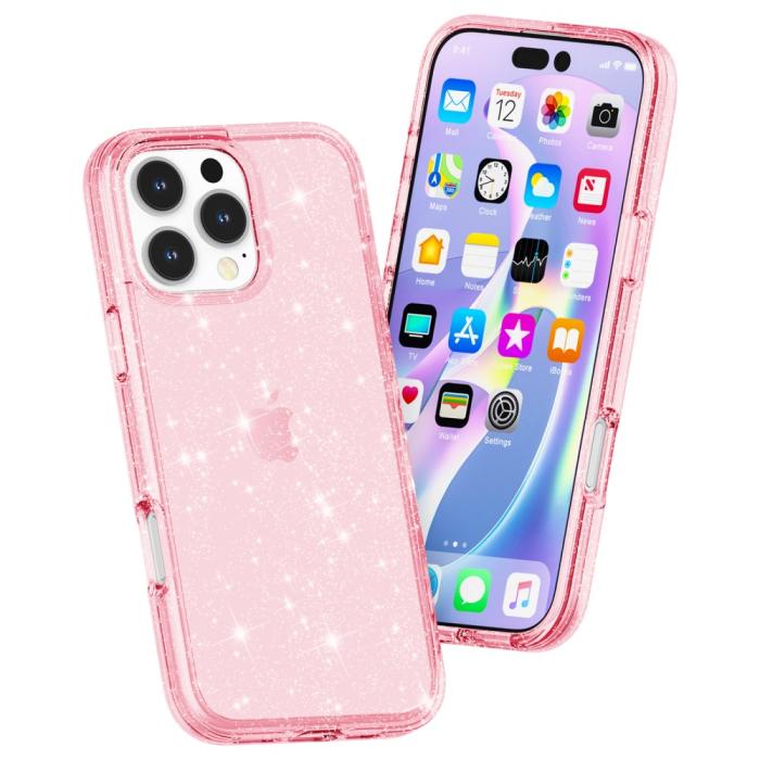 Bild 4, iPhone 16 Pro Skal Glitter Rosa