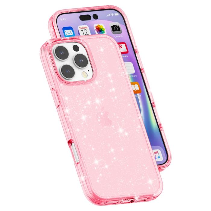 Bild 6, iPhone 16 Pro Skal Glitter Rosa
