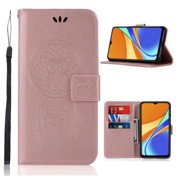 Bild 1, Xiaomi Redmi 9C Fodral Owl Dream Catcher Roséguld