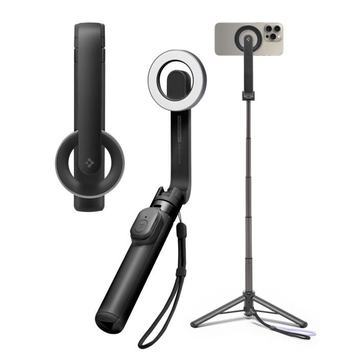 Bild 1, Spigen 74 cm MagSafe Bluetooth Selfiestick Tripod Svart