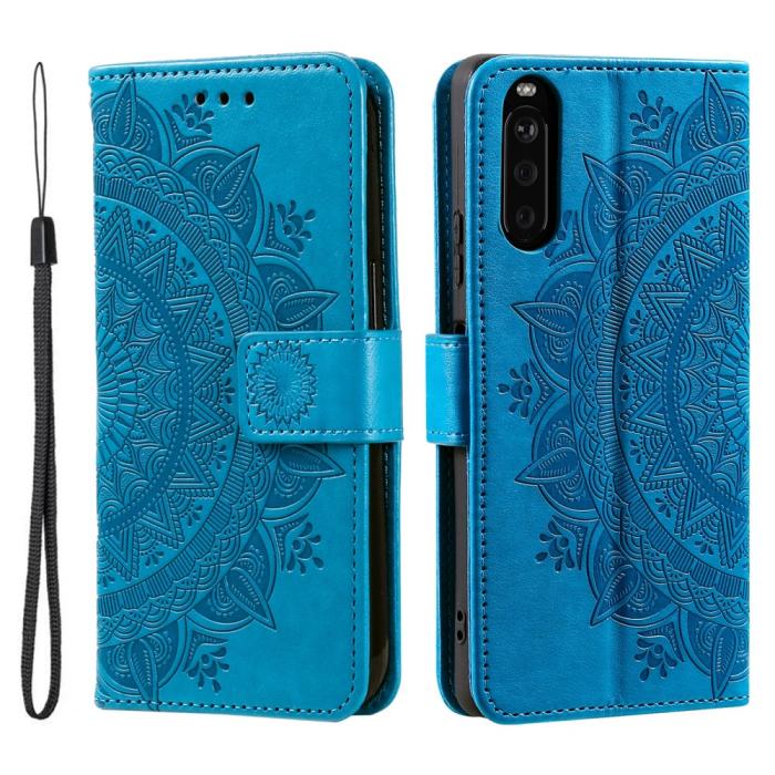 Bild 1, Sony Xperia 10 VI Mandala Läder Fodral Blå