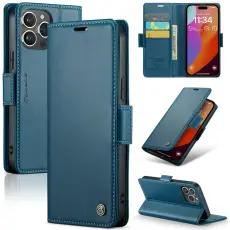 CASEME iPhone 16 Pro Max Fodral L&auml;der RFID Bl&aring;