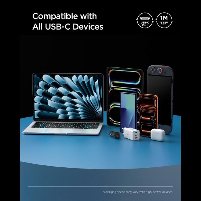Bild 6, Spigen 1m 100W USB-C - USB-C Kabel Essential Svart
