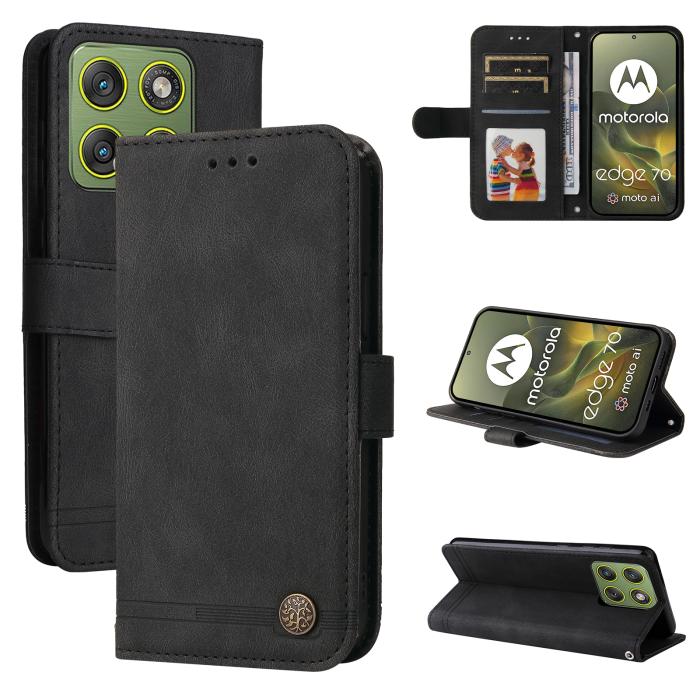 Bild 3, Motorola Edge 70 Fodral Skin Touch Läder Svart
