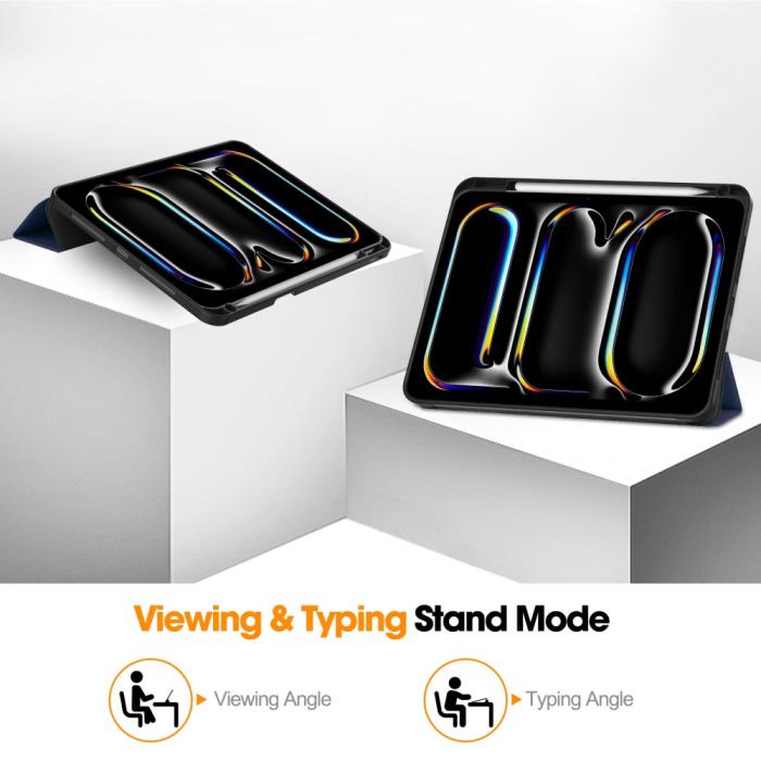 Bild 4, iPad Pro 11 2025/2024 Fodral Tri-Fold Pennhållare Mörk Blå