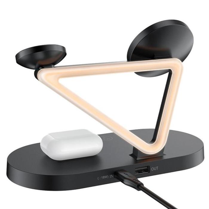 Bild 3, Acefast E9 45W 3in1 Magnetisk MagSafe Laddare Med Ambient Light Vit
