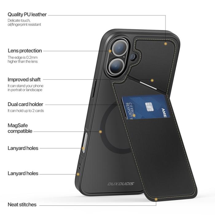 Bild 5, DUX DUCIS iPhone 16 Plus Skal RFID Rafi II Series Svart