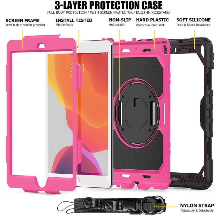 Bild 4, iPad 10.2 2019/2020/2021 Skal 360° Kickstand Med Strap