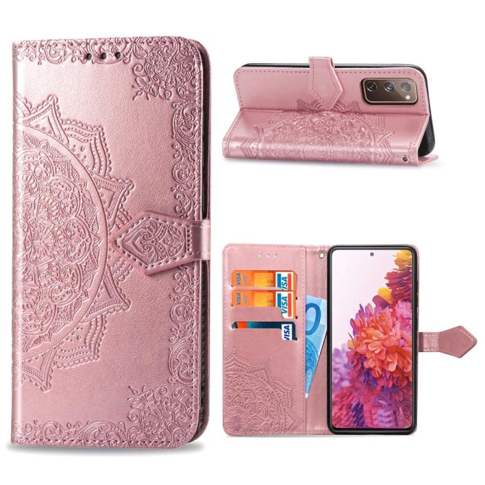 Bild 1, Samsung Galaxy S20 FE - Mandala Läder Fodral - Roséguld