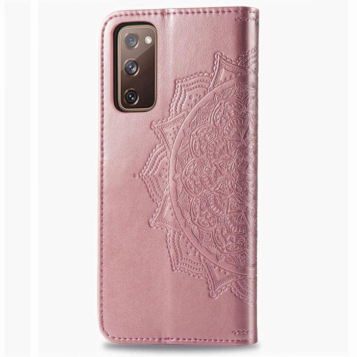 Bild 2, Samsung Galaxy S20 FE - Mandala Läder Fodral - Roséguld