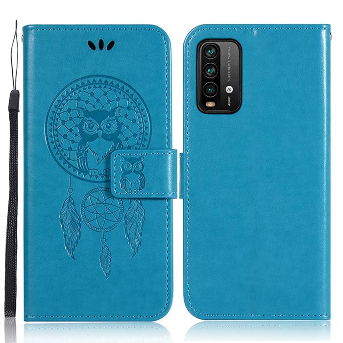 Bild 1, Xiaomi Redmi 9T - Dream Catcher Läder Fodral - Blå