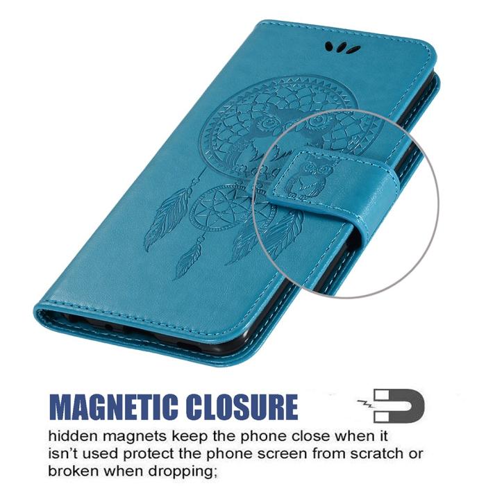 Bild 3, Xiaomi Redmi 9T - Dream Catcher Läder Fodral - Blå