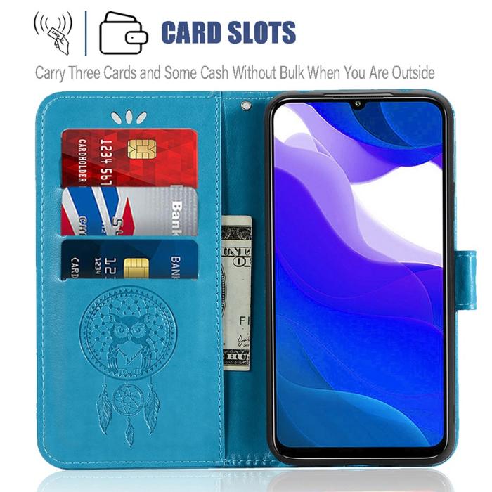 Bild 4, Xiaomi Redmi 9T - Dream Catcher Läder Fodral - Blå