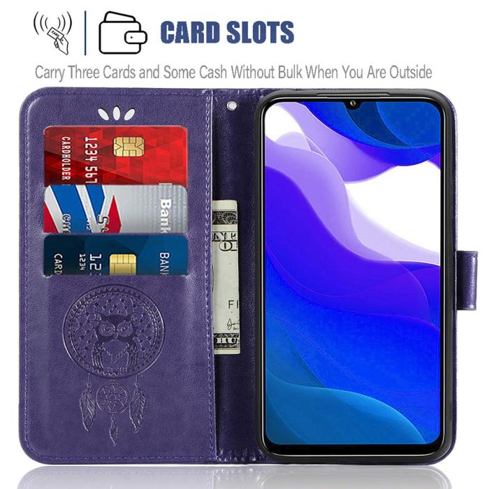 Bild 4, Xiaomi Redmi 9T - Dream Catcher Läder Fodral - Lila