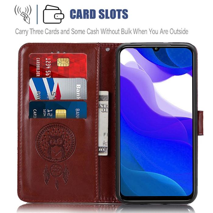 Bild 4, Xiaomi Redmi 9T - Dream Catcher Läder Fodral - Brun
