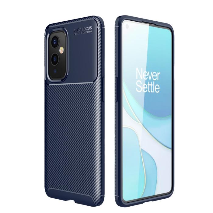 Bild 1, OnePlus 9 - Kolfiber Textur Skal - Blå