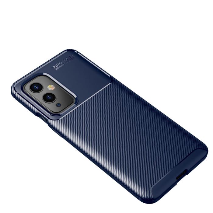 Bild 2, OnePlus 9 - Kolfiber Textur Skal - Blå