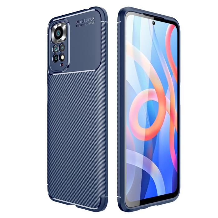 Bild 1, Xiaomi Redmi Note 11 4G Skal Kolfiber Textur Blå