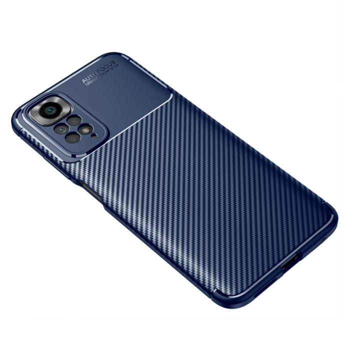 Bild 2, Xiaomi Redmi Note 11 4G Skal Kolfiber Textur Blå