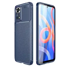 Xiaomi Redmi Note 11 4G Skal Kolfiber Textur Bl&aring;