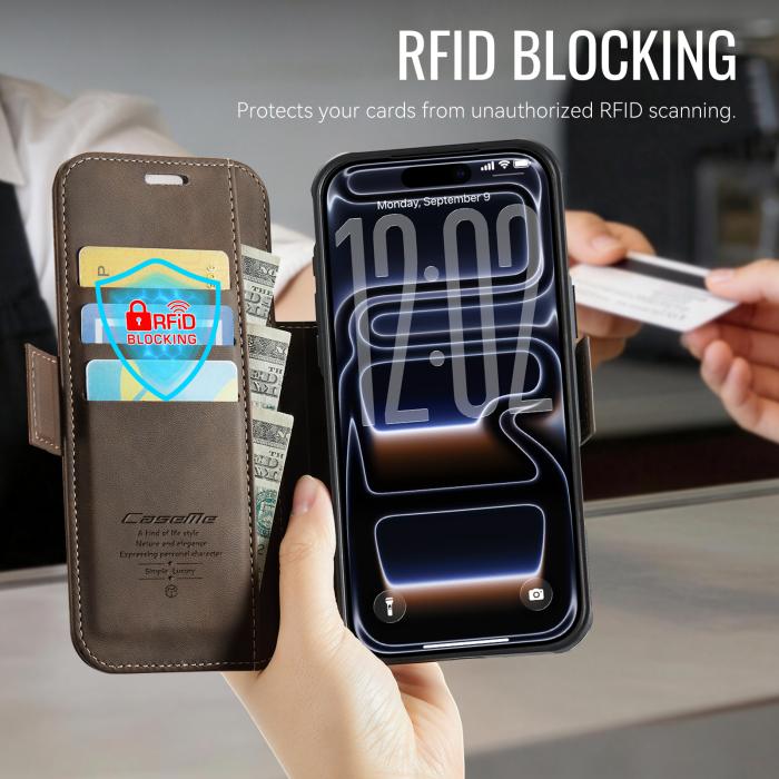 Bild 4, CASEME iPhone 17 Pro Skal RFID Plånbok Brun