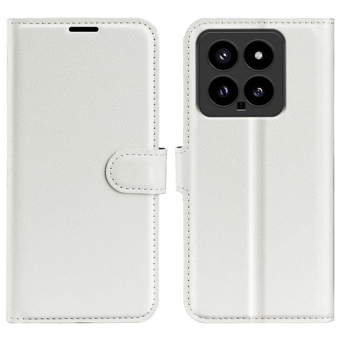 Bild 1, Xiaomi 14 Fodral Litchi Läder Vit