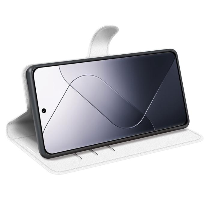 Bild 3, Xiaomi 14 Fodral Litchi Läder Vit