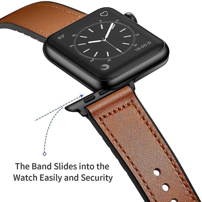 Bild 3, Läderarmband Apple Watch 42/44/45/49 mm Brun