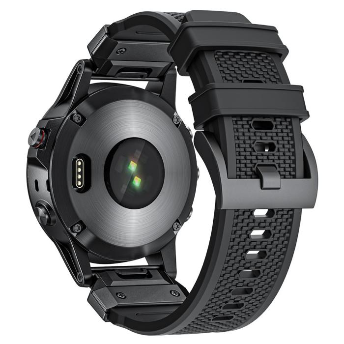 Bild 1, Fenix 5/5X/6X/7X 26 mm Klockarmband Robust Svart