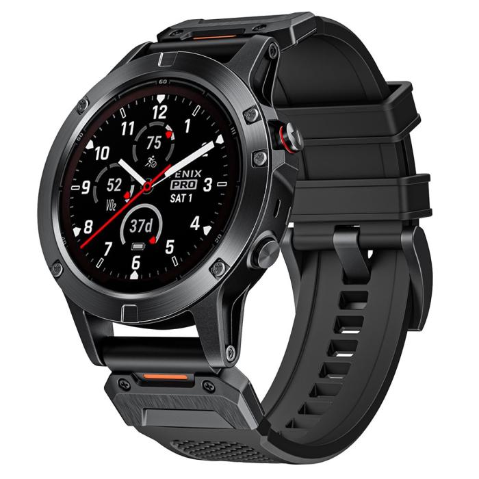 Bild 4, Fenix 5/5X/6X/7X 26 mm Klockarmband Robust Svart