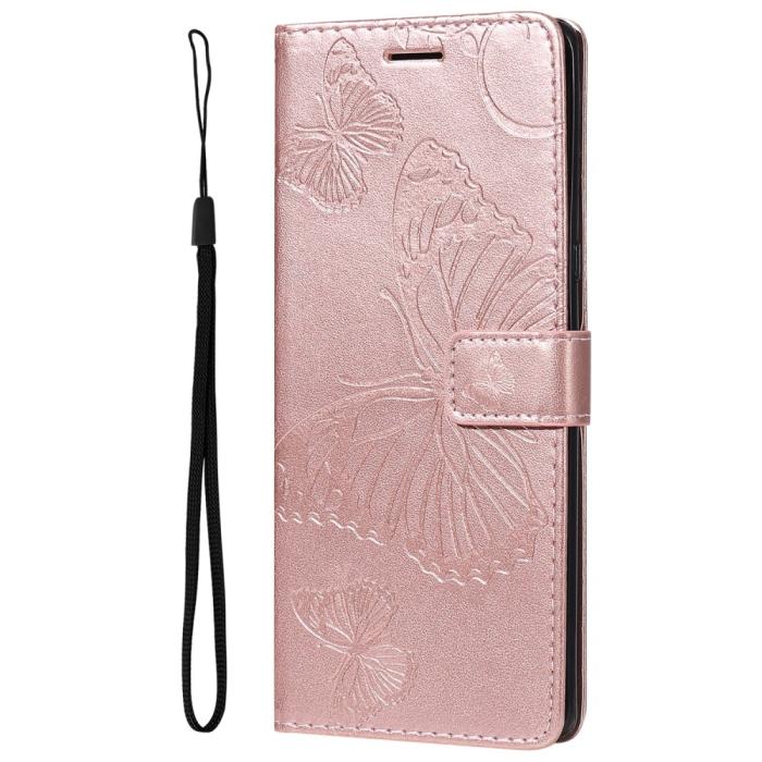 Bild 4, Samsung Galaxy S22 Ultra Fodral Tryck Butterfly Roséguld