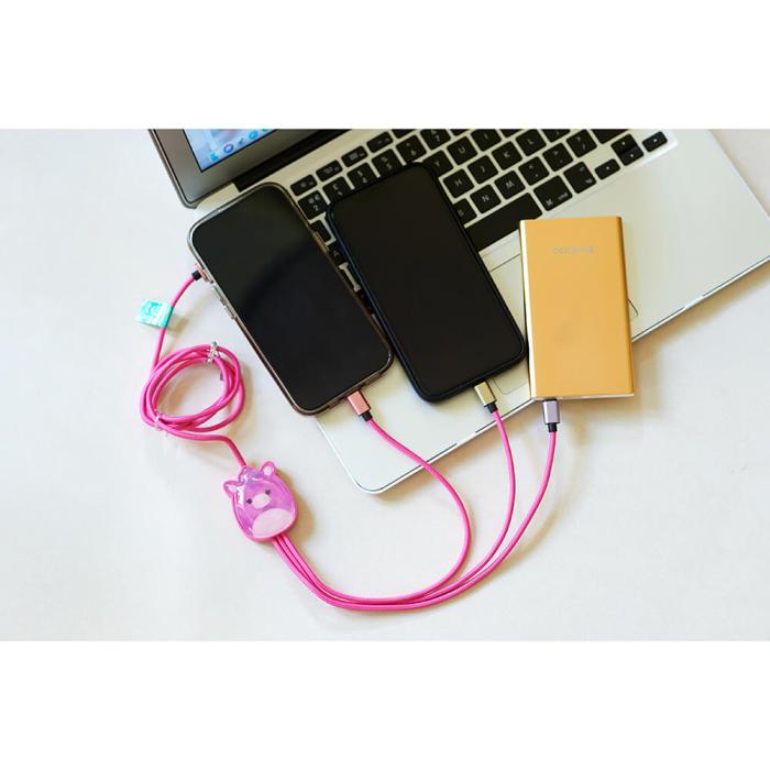 Bild 4, Squishmallows Laddningskabel 1,2m 3in1 USB-C/Micro/Lightning Lola