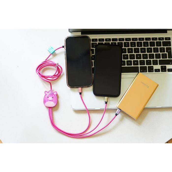 Bild 5, Squishmallows Laddningskabel 1,2m 3in1 USB-C/Micro/Lightning Lola