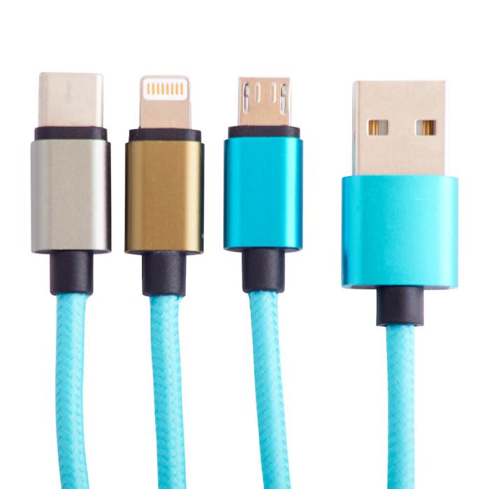 Bild 1, Squishmallows Laddningskabel 1,2m 3in1 USB-C/Micro/Lightning Tatiana
