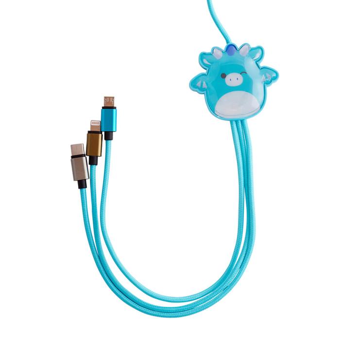 Bild 3, Squishmallows Laddningskabel 1,2m 3in1 USB-C/Micro/Lightning Tatiana