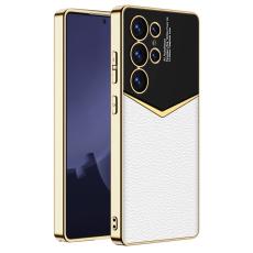 GKK Galaxy S25 Ultra Skal L&auml;der Hybrid Electroplate Vit