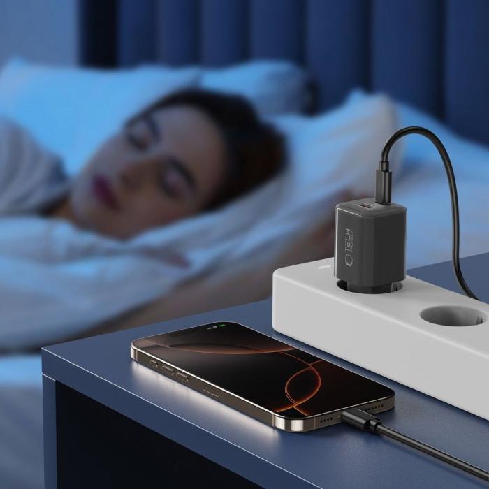 Bild 6, Tech-Protect 33W Väggladdare PD QC USB-C / USB-A Svart