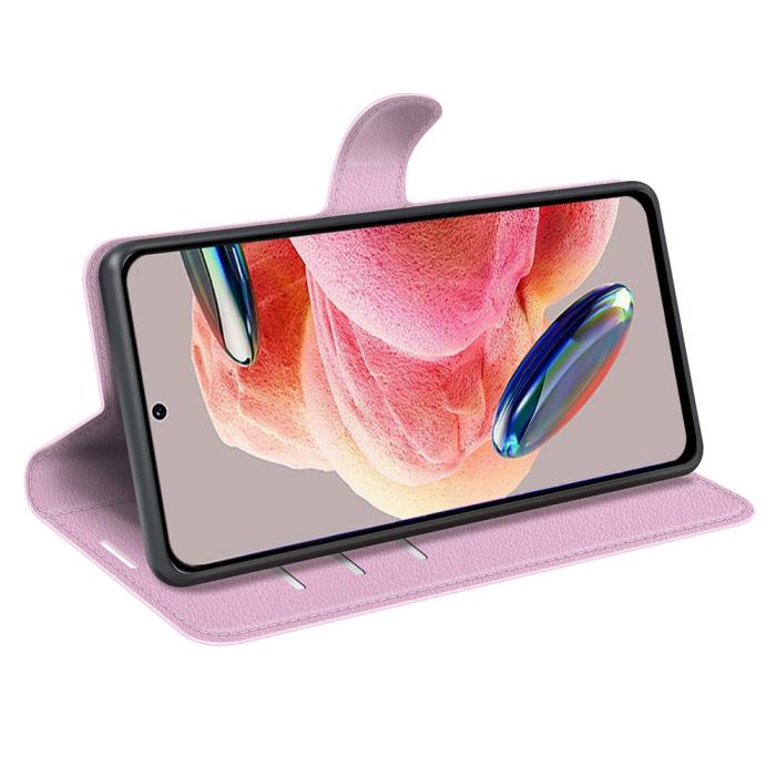 Bild 3, Xiaomi Redmi Note 12 4G Fodral Litchi Läder Ljus Rosa