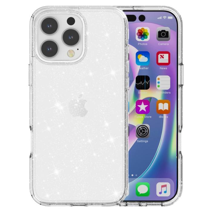 Bild 2, iPhone 16 Pro Skal Glitter Transparent