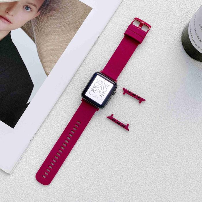 Bild 2, Apple Watch 41/40/38 mm Armband Silikon Vinröd