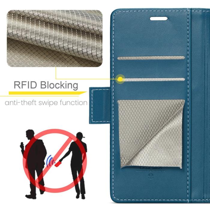 Bild 5, CASEME iPhone 16 Pro Max Fodral Läder RFID Blå