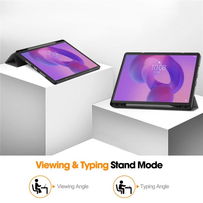 Bild 4, Lenovo Idea Tab Pro Fodral Tri-Fold Läder Grå