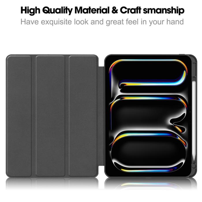 Bild 2, iPad Pro 11 2025/2024 Fodral Tri-Fold Pennhållare Grå