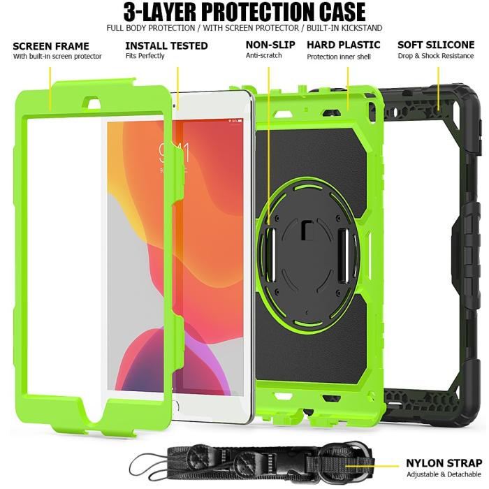 Bild 4, iPad 10.2 2019/2020/2021 Skal 360° Kickstand Med Strap