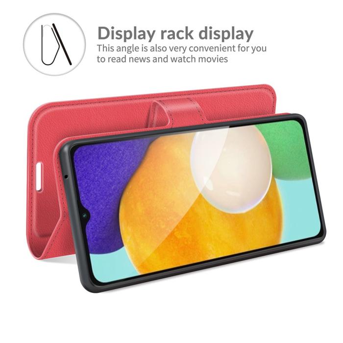 Bild 6, Samsung Galaxy A04s / A13 5G Fodral Litchi Läder Röd