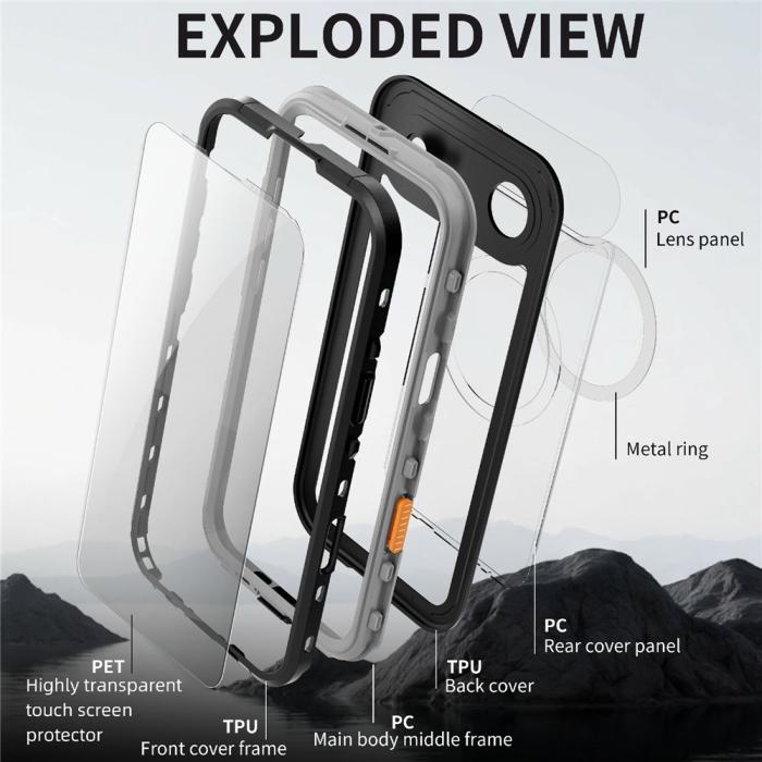Bild 2, ShellBox iPhone Air MagSafe IP68 Vattentät Skal Svart