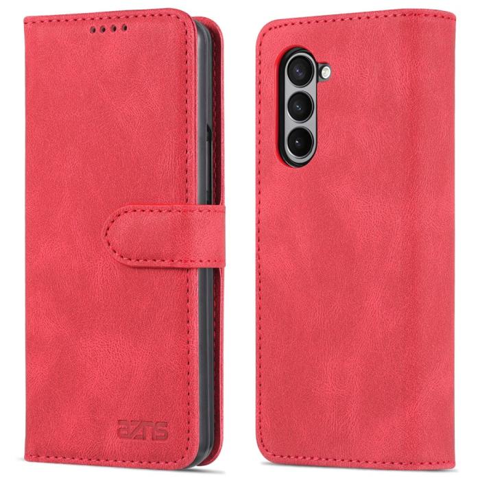 Bild 1, AZNS Galaxy Z Fold 5 Fodral Läder Röd