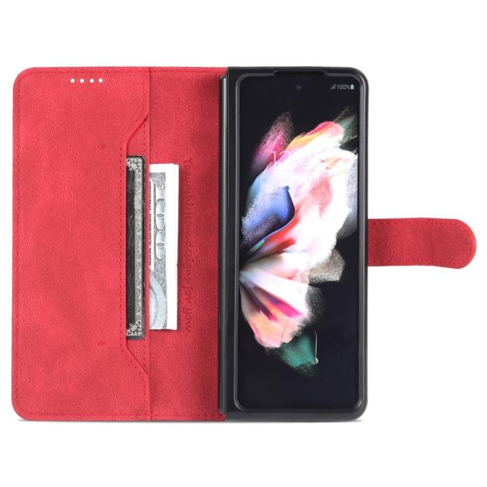 Bild 2, AZNS Galaxy Z Fold 5 Fodral Läder Röd