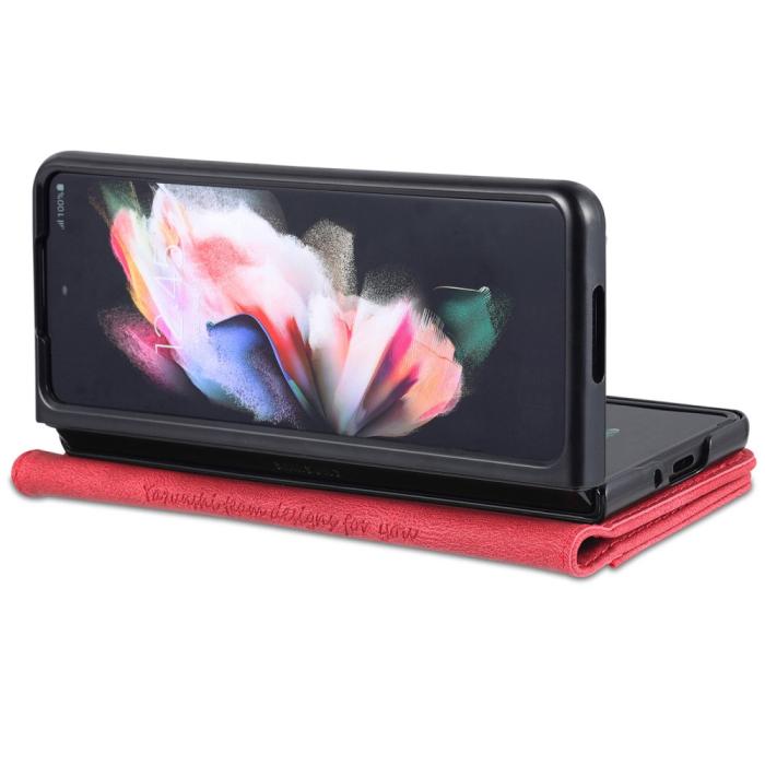 Bild 4, AZNS Galaxy Z Fold 5 Fodral Läder Röd